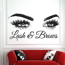 Load image into Gallery viewer, Lash &amp; Brows Eyes Vinyl Salon Wall Decal Stickers - Ailime Designs - Ailime Designs