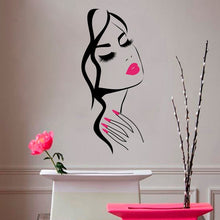 Load image into Gallery viewer, Woman Illustration w/ Pink Lips &amp; Nails Wall Art Decals - Ailime Designs - Ailime Designs
