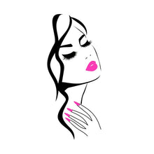 Load image into Gallery viewer, Woman Illustration w/ Pink Lips &amp; Nails Wall Art Decals - Ailime Designs - Ailime Designs
