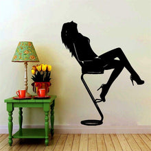 Load image into Gallery viewer, Woman Silhouette Raring Back In Salon Chair Wall At Decals - Ailime Designs - Ailime Designs