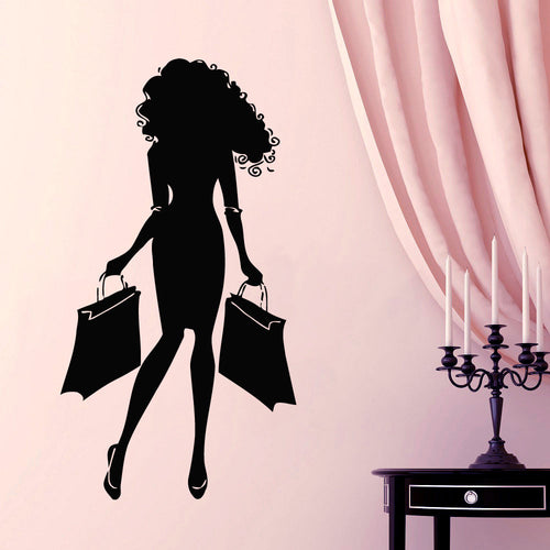 Woman Shopping Wall Art Decals - Ailime Designs - Ailime Designs