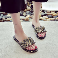 Load image into Gallery viewer, Women&#39;s Crystal Nugget Design Flat Slippers - Ailime Designs