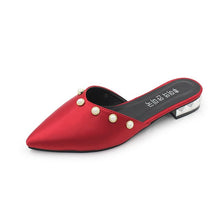 Load image into Gallery viewer, Women&#39;s Faux Pearl Trim Design Flat Mules - Ailime Designs