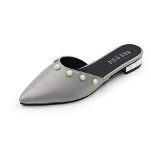 Load image into Gallery viewer, Women&#39;s Faux Pearl Trim Design Flat Mules - Ailime Designs