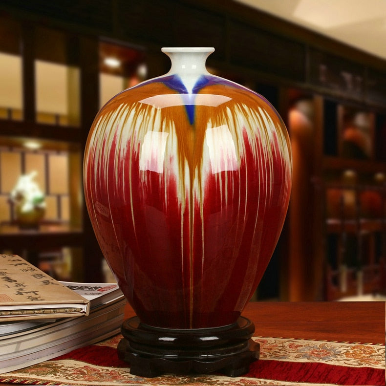 Chinese Style Classical Decoration - Glazed Multi Colored Vase - Ailime Designs