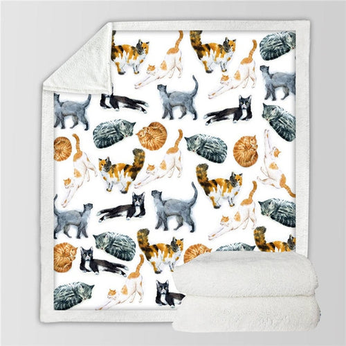 Cat Design Soft Plush Blankets - Ailime Designs - Ailime Designs