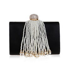 Load image into Gallery viewer, Women&#39;s Satin Faux Pearl Fringe Design Clutches - Ailime Designs