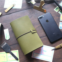 Load image into Gallery viewer, Genuine Leather Olive Green Vintage Notebook Planner - Ailime Designs