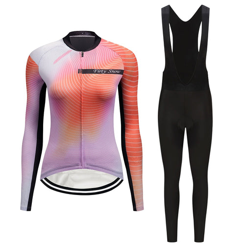 Long Sleeve 2Pc Cycling Jumpsuit Set- Women’s Stretch Lycra Workout Pants - Ailime Designs