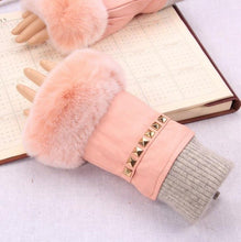 Load image into Gallery viewer, Cool Stylish Women&#39;s Genuine Leather Rabbit Fur Gloves - Ailime Designs