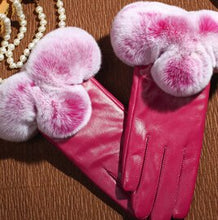 Load image into Gallery viewer, Elegant Classy Thick Warm Women&#39;s Sheepskin Leather Gloves w/ Natural Rex Rabbit Fur - Ailime Designs