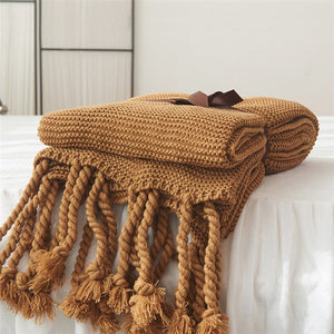 American Style Knitted Texture Rope Tassel Blankets - Ailime Designs - Ailime Designs