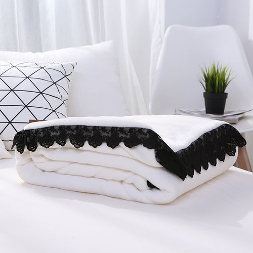 Double Layer Thick Plush Throws w/ Lace Edging - Ailime Designs - Ailime Designs