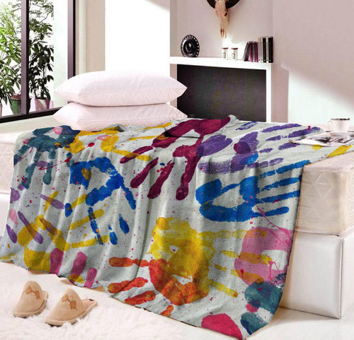 Abstract & Colorful Hand Printed Bed Throw Blankets For Kids - Ailime Designs - Ailime Designs