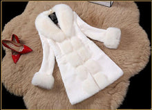 Load image into Gallery viewer, Fluted White Faux Fur Collar &amp; Cuffs Coats  -  Ailime Designs