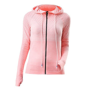 Hooded Women's Yoga Long Sleeve Zipper Front Yoga Jacket - Ailime Designs