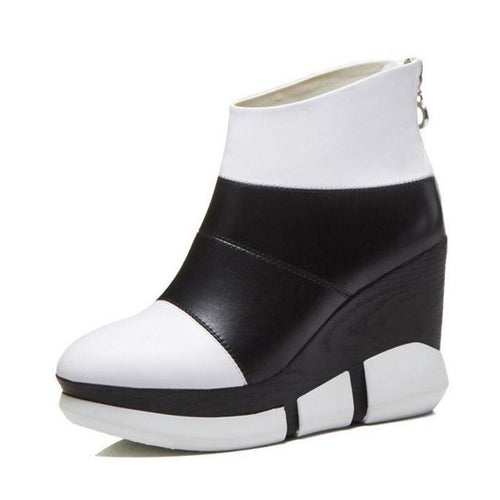 Women's Genuine Leather Two-toned Wedges - Ailime Designs