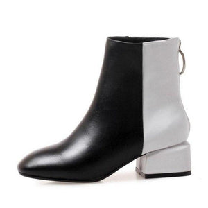 Women's Two-Toned Fifties Style Genuine Leather Ankle Boots - Ailime Designs