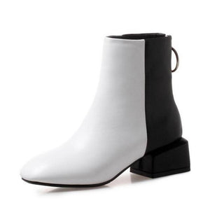 Women's Two-Toned Fifties Style Genuine Leather Ankle Boots - Ailime Designs