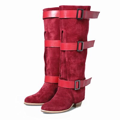 Women's Suede Leather Skin Knee High Riding Boots