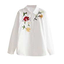 Load image into Gallery viewer, Women&#39;s White Flower Motif Design Shirts - Ailime Designs - Ailime Designs