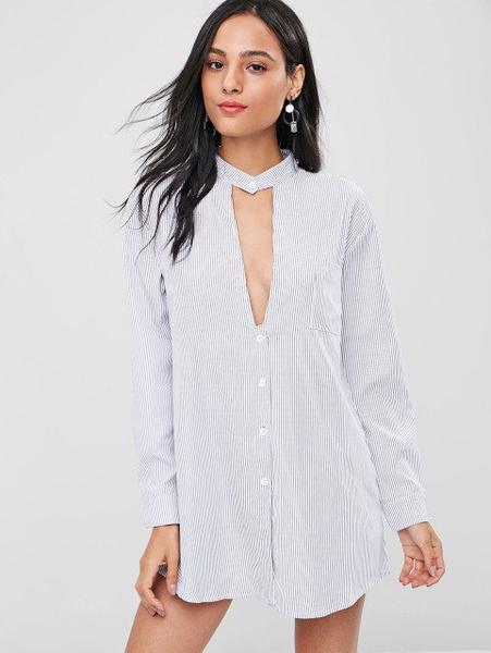 White Key-Hole  Choker Keyhole Design Shirts For Women – Ailime Designs