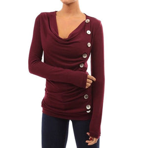 Women's Casual Long Sleeve Button Down Tee - Ailime Designs