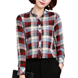 Women's Single-breasted Cotton Check Shirts - Ailime Designs - Ailime Designs