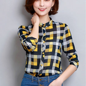 Women's Single-breasted Cotton Check Shirts - Ailime Designs - Ailime Designs