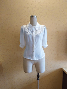 Chiffon Button Down White/Black Shirt – Ailime Designs - Ailime Designs