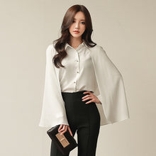 Load image into Gallery viewer, Women&#39;s Long Sleeve Shirt Cloak Design w/ Buttons - Ailime Designs