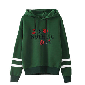 NOTHING Rose Print Hoodies - Long Sleeve Sweatshirts - Ailime Designs