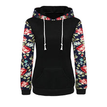 Load image into Gallery viewer, Women&#39;s Block Floral Print Design Hooded Sweatshirt - Ailime Designs
