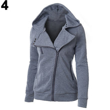 Load image into Gallery viewer, Women&#39;s Casual Zippered Asymmetrical Front Side Pockets Hoodie Coat Outerwear - Ailime Designs