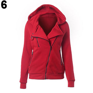 Women's Casual Zippered Asymmetrical Front Side Pockets Hoodie Coat Outerwear - Ailime Designs