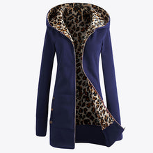 Load image into Gallery viewer, Women&#39;s Red Leopard Lined Long Sleeve Hooded Jackets - Ailime Designs