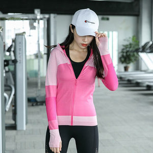 Women's Long Sleeve Zipper Front Jackets w/ Block Color Print
