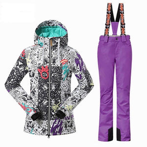 Women's Hooded 2pc Ski Jacket Sets For Outdoors Sports - Ailime Designs