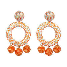 Load image into Gallery viewer, Bohemian Resin Orange Beaded Round Loop Earrings - Ailime Designs