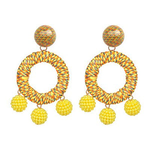 Bohemian Resin Orange Beaded Round Loop Earrings - Ailime Designs