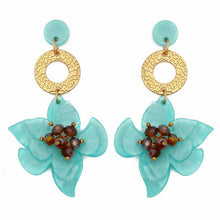 Load image into Gallery viewer, Bohemian Beaded Flower Design Green Resin Earrings - Ailime Designs