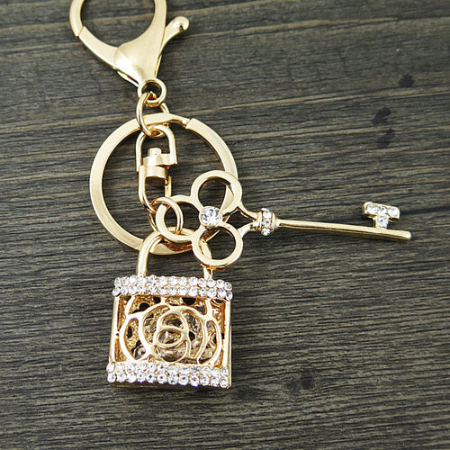 Lock & Key Rhinestone Keychain Holders - Purse Accessories