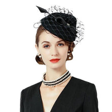 Load image into Gallery viewer, Women&#39;s Elegant Pill Box Design Fascinator Hats w/ Arrow Feather - Ailime Designs