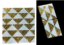 Load image into Gallery viewer, Gold &amp; White Glass Triangular Shape Mosaic Tile