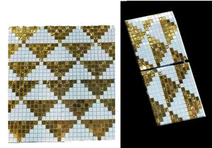 Gold & White Glass Triangular Shape Mosaic Tile