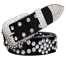 Load image into Gallery viewer, Unisex Diamond Pattern Genuine Leather Rhinestone Belts - Ailime Designs
