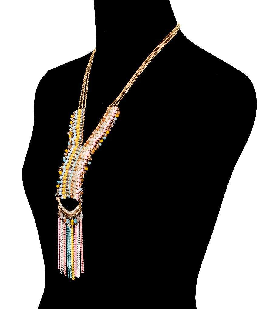 Long Beaded Drop Necklace Set – Neckline Fashion Accessories