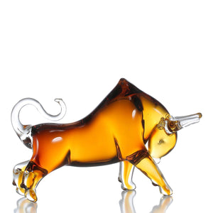 Tooarts Yellow Cattle Glass Sculpture Home Decor Animal Ornament Gift Craft Decoration - Ailime Designs