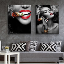 Load image into Gallery viewer, Wall Art Canvas Paintings 2 Pcs Graffiti U.S.Dollar Money Clouds Girl sexy lips Abstract Poster Pictures Home Decor Living Room - Ailime Designs
