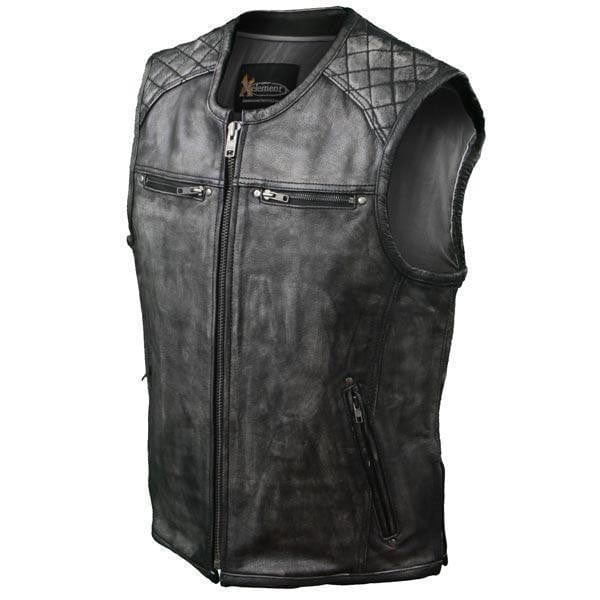Xelement BXU6715 Urban Armor 'Quilted Shoulders' Men's Amarillo Grey Premium Leather Vest with Gun Pockets - Ailime Designs